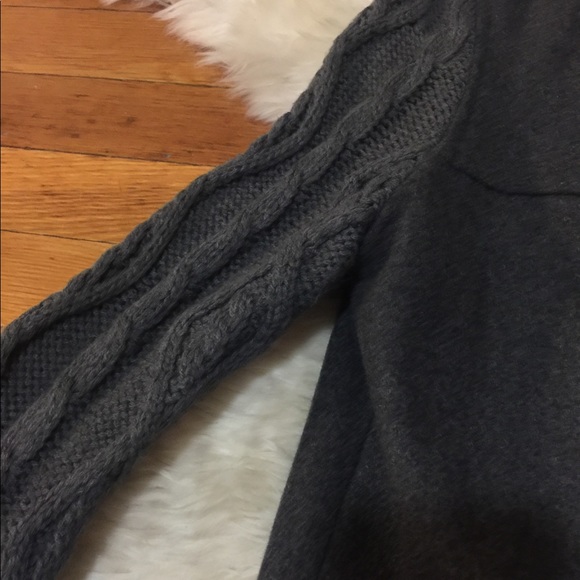 Grey cable sweater wool Knit toggle coat S - Picture 3 of 5